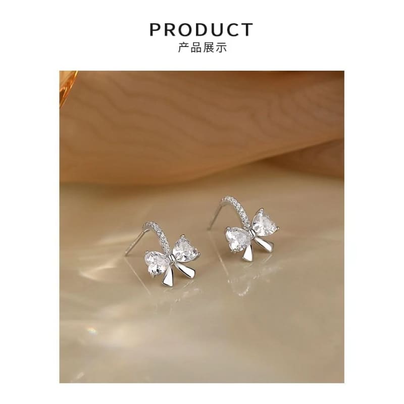 Sterling Silver CZ Bow Hoop Earring