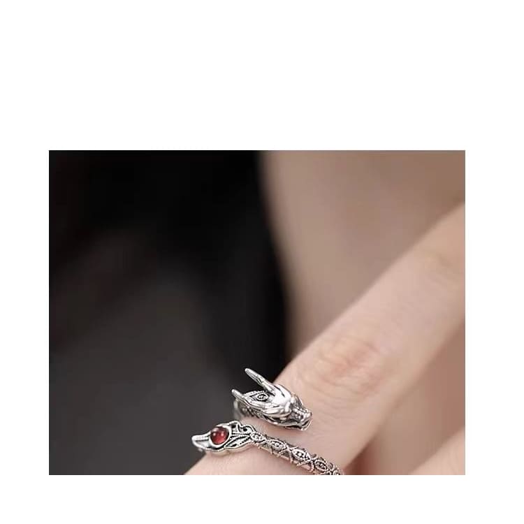 Sterling Silver Dragon Rhinestone Ring