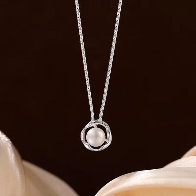 Sterling Silver Faux Pearl Necklace