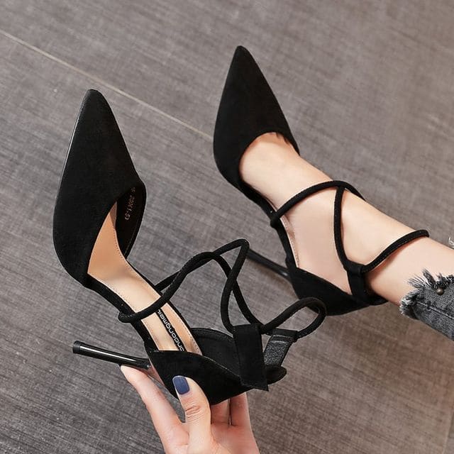 Stiletto-Heel Pointy Sandals - Black / 34