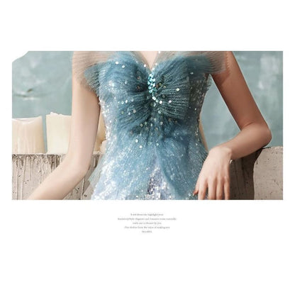 Strapless Sequin Mermaid Evening Gown