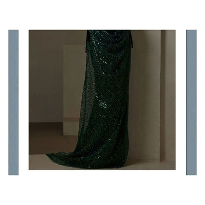 Strapless Sequin Trumpet Evening Gown