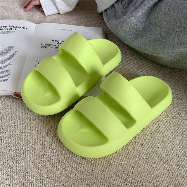 Strappy Platform Slippers - Neon Green / 36 to 37