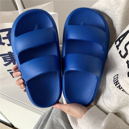 Strappy Platform Slippers - Sapphire Blue / 36 to 37