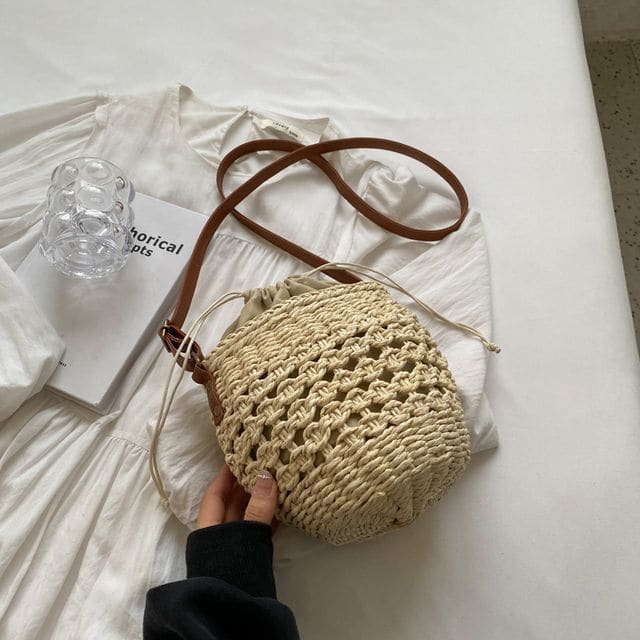 Straw Crossbody Bag - Off-White / One Size