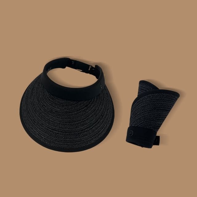 Straw Hat With Wide Brim - Black / One Size