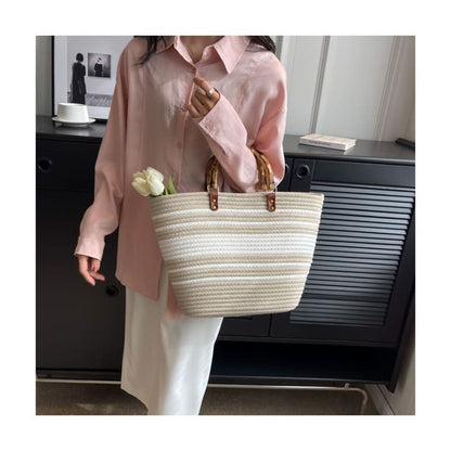 Straw Striped Tote Bag