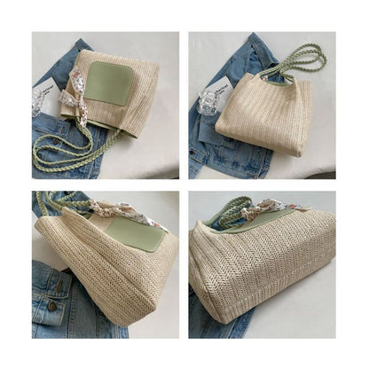 Straw Two Tone Tote Bag