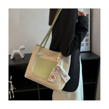 Straw Two Tone Tote Bag