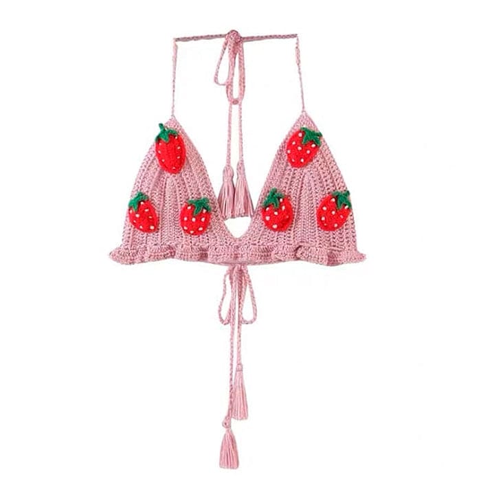 Strawberry Crochet Top and Skirt Set - Suits