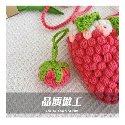 Strawberry Knit Crossbody Bag