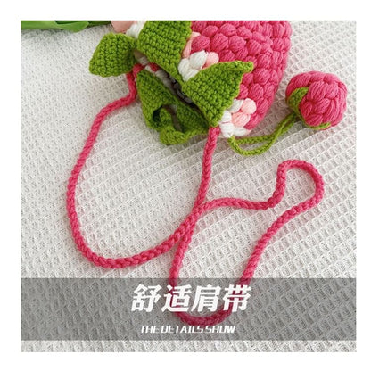 Strawberry Knit Crossbody Bag