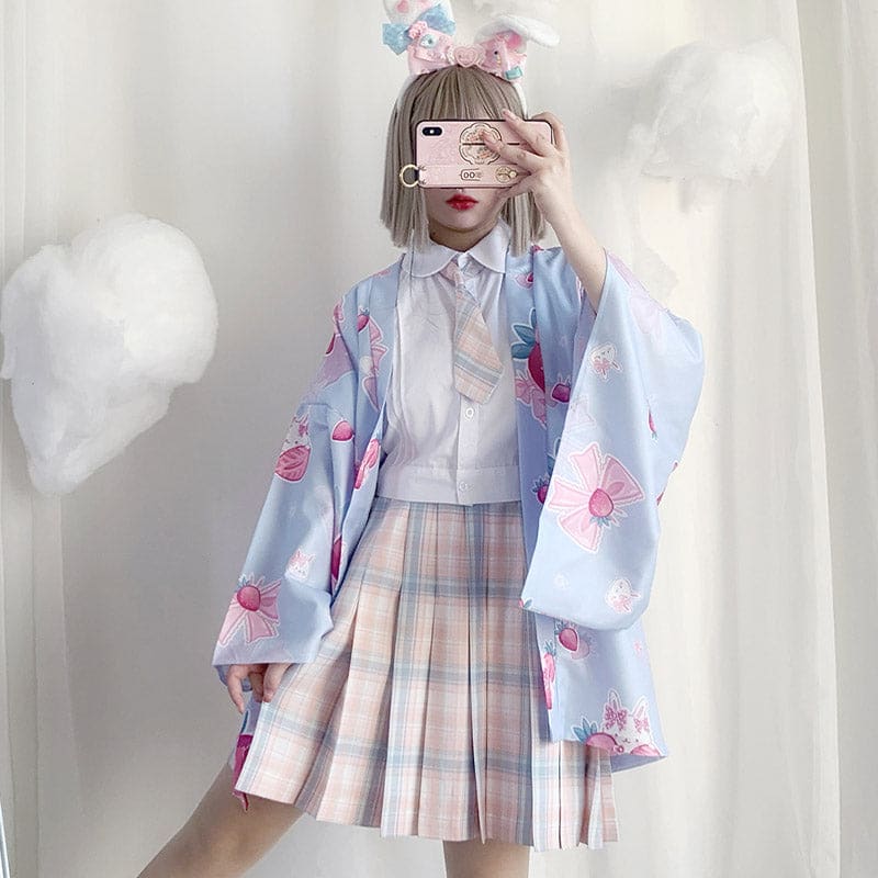 Strawberry Loose Cardigan Kimono Outerwear