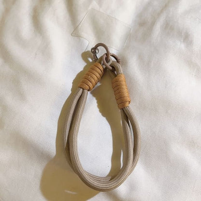 String Phone Strap with Lanyard Pad - E95 - Camel & Coffee