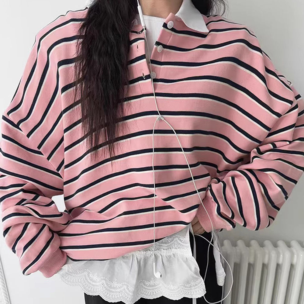 Bonjour Polo Stripe Baby Sweatshirt