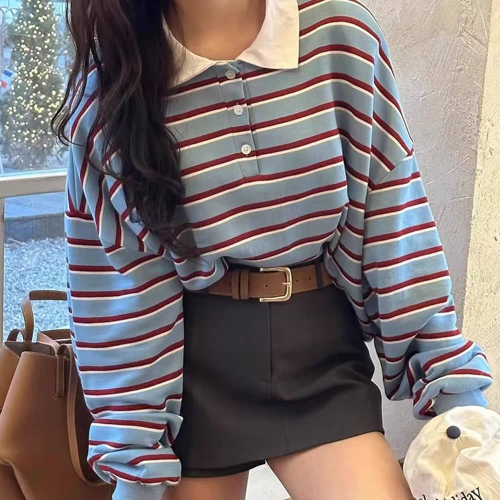 Bonjour Polo Stripe Baby Sweatshirt