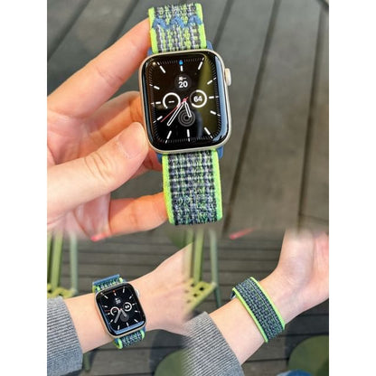 Striped Apple Watch Band - Glossy Green & Blue / IWATCH 1