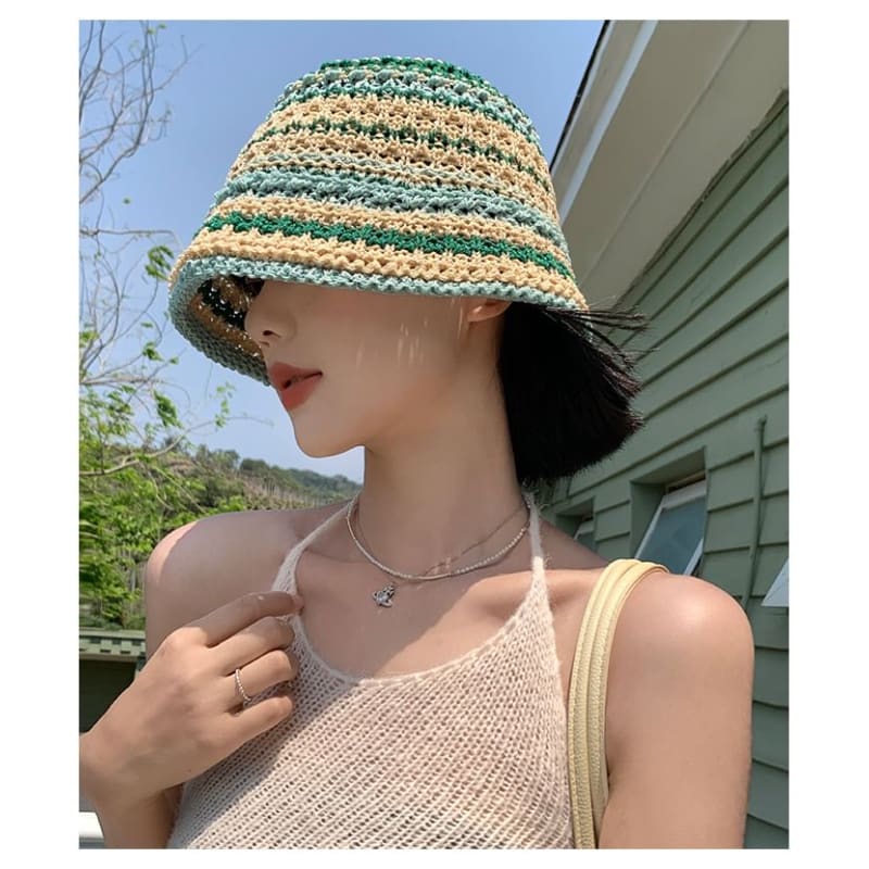 Striped Crochet Bucket Hat