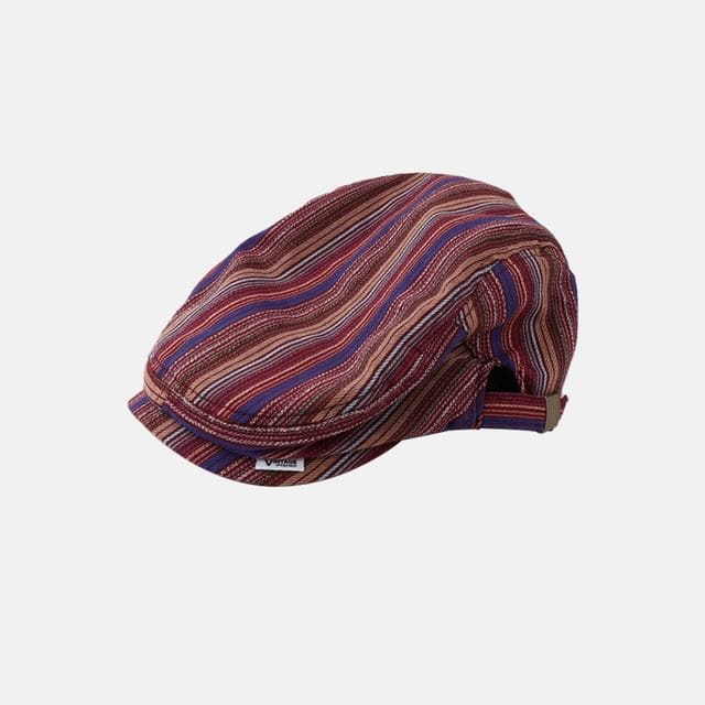 Striped Flat Cap - Red / One Size