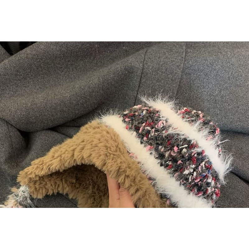 Striped Fleece Knit Trapper Hat