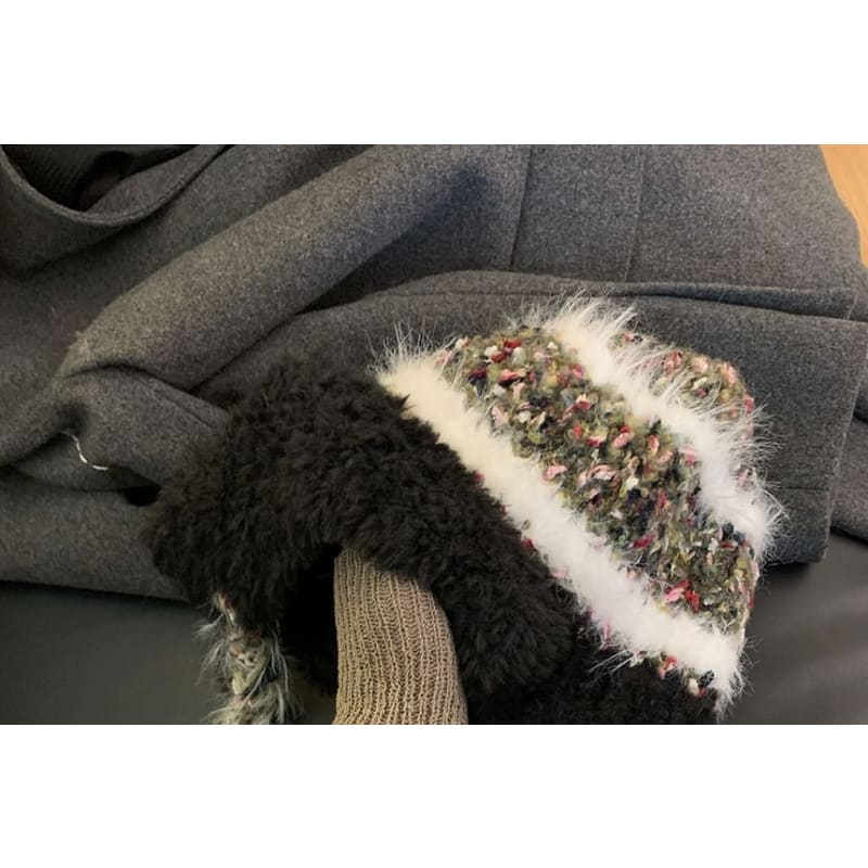 Striped Fleece Knit Trapper Hat