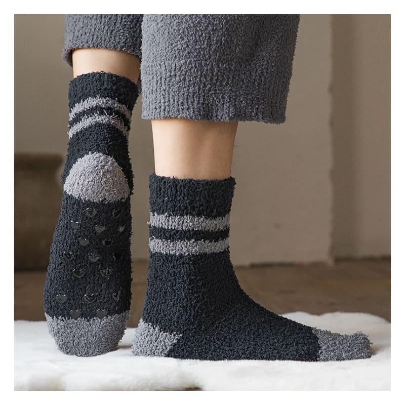 Striped Fleece Short Socks Set