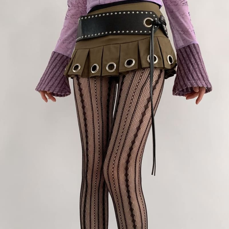 Striped Lace Tights