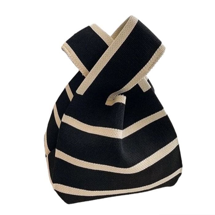 Striped Mini Crochet Bag - Standart / Black - Handbags