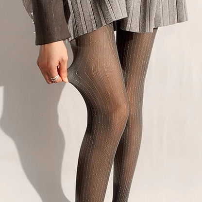 Striped Sheer Tights - Gray / One Size