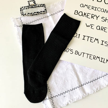 Striped Socks / Plain Socks / Contrast Trim Socks - Socks