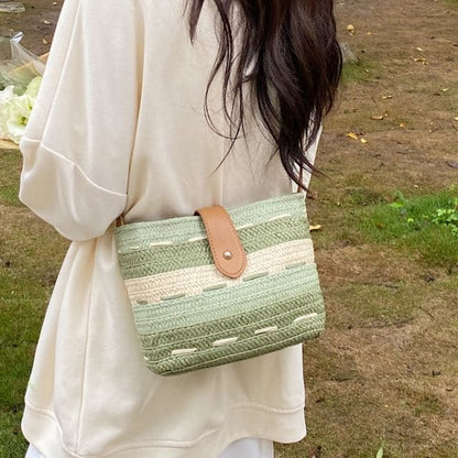 Striped Woven Crossbody Bag