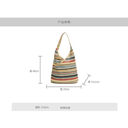 Striped Woven Shoulder Bag