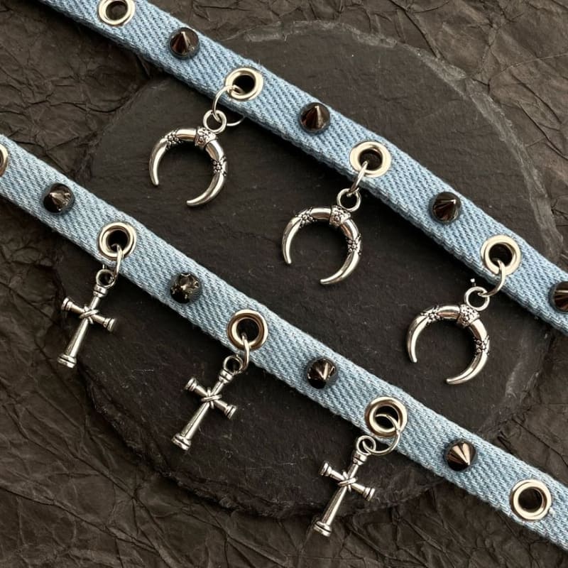 Studded Denim Choker