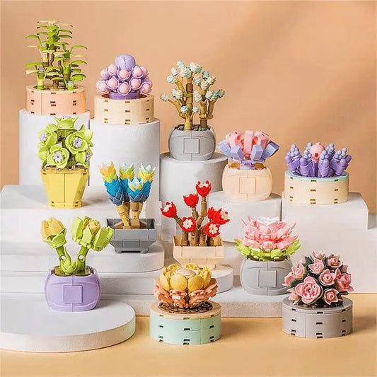 Kawaii Aesthetic Y2K Cute Fairy LEGO Compatible 12 Succulents Assembly Building Blocks MK Kawaii Store