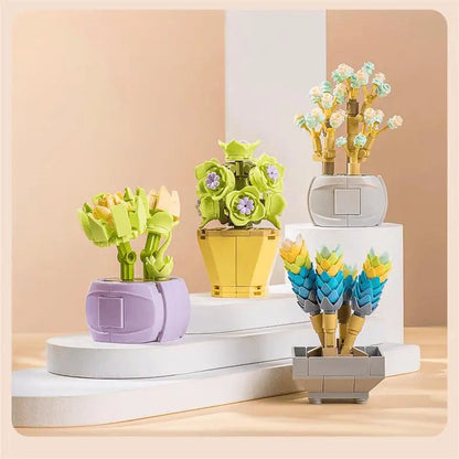 Kawaii Aesthetic Y2K Cute Fairy LEGO Compatible 12 Succulents Assembly Building Blocks MK Kawaii Store