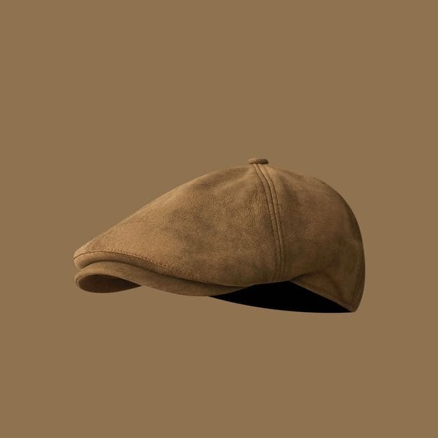 Suede Newsboy Cap - Camel / One Size