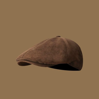 Suede Newsboy Cap - Coffee / One Size