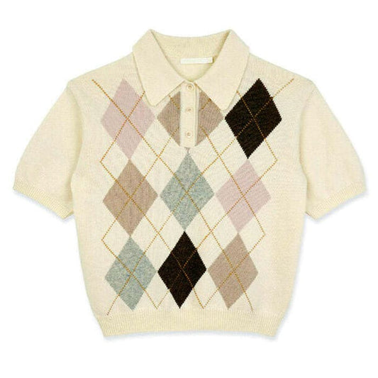 Summer Argyle Collar Top - Tops