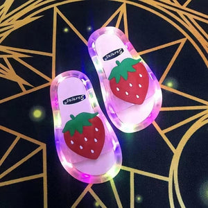 Summer Kawaii Strawberry Glowing Slippers - Pink /