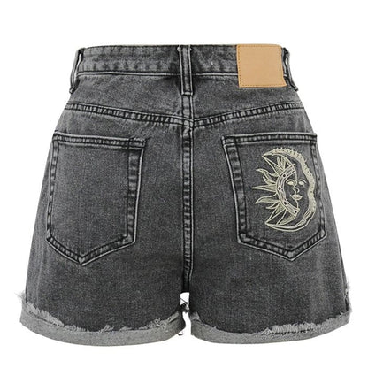 Sun Moon Denim Shorts - Pants