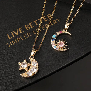 Kawaii Aesthetic Y2K Cute Fairy Sun Star Moon Necklace MK Kawaii Store