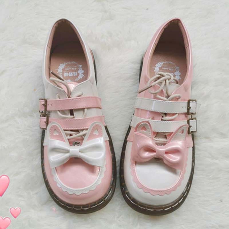 Sweat Lolita Bunny Bow-Knot Lace Up Shoes - 5 / 35