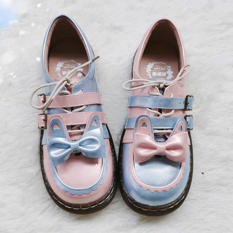 Sweat Lolita Bunny Bow-Knot Lace Up Shoes - 6 / 35