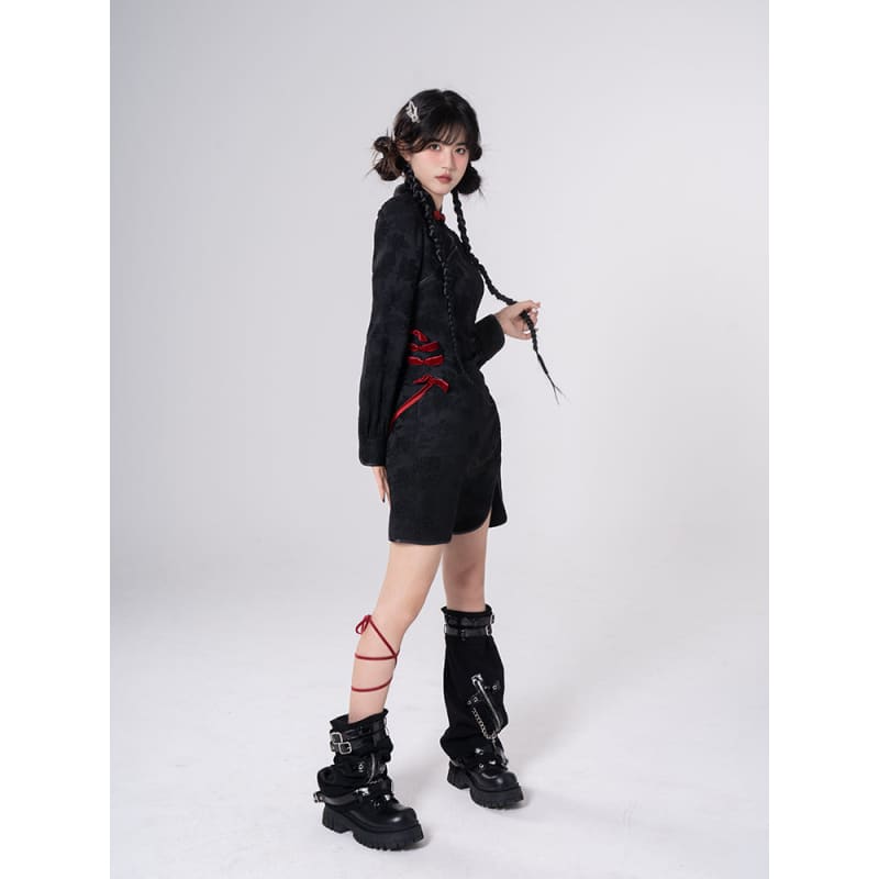 Sweet Black Red Fluffy Dragon Outfit ON814 - dress