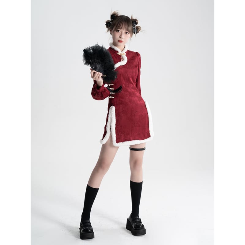 Sweet Black Red Fluffy Dragon Outfit ON814 - dress