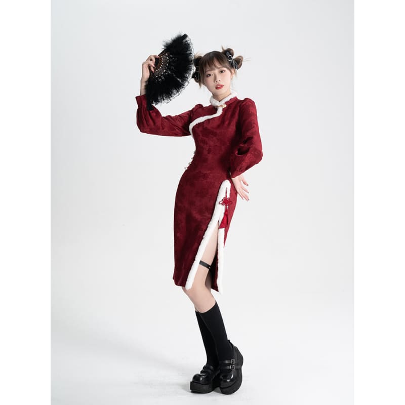 Sweet Black Red Fluffy Dragon Outfit ON814 - dress