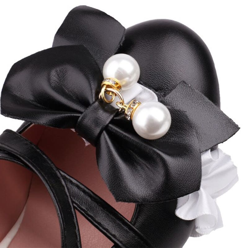 Sweet Bow Decor Lace Chunk Heel Sandals