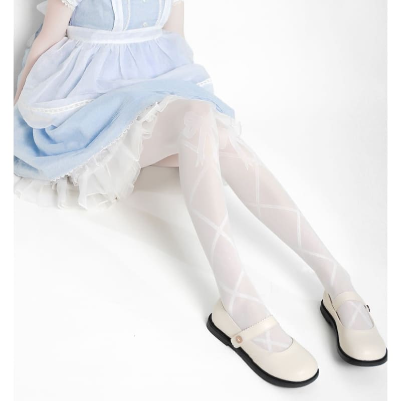 Sweet Bow Knot Tights - White - Tights
