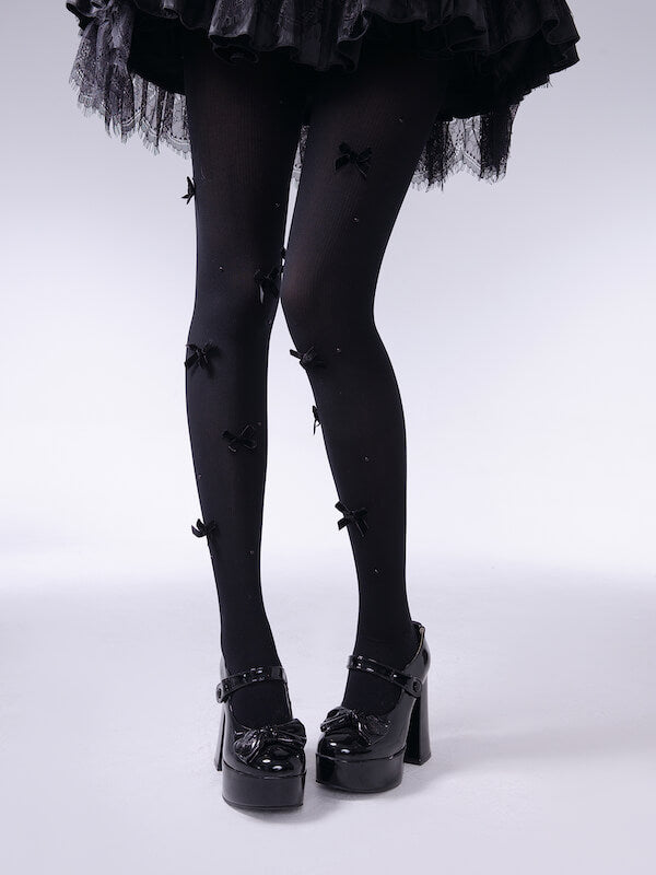 Sweet Bow Tights - Black Bow - Tights