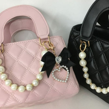 Sweet Bowknot Pearl Heart Handbag - Lovesickdoe